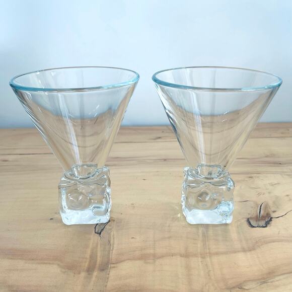 Vintage Di Saronno Melting Ice Cube Glasses Martini Rocks Cocktail Barware - Picture 4 of 11